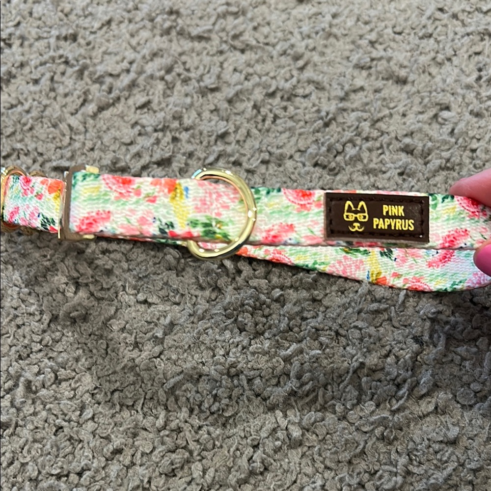 Pink and Green Floral Dog Collar